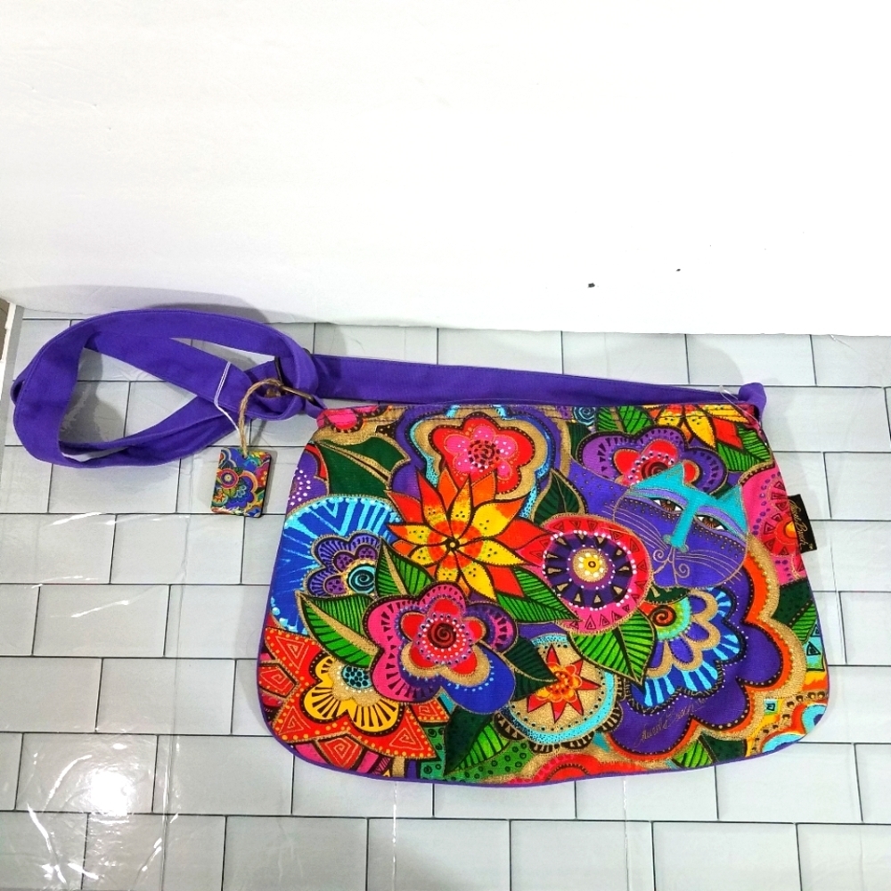 Laurel Burch Cat and Flower Bag Nwot